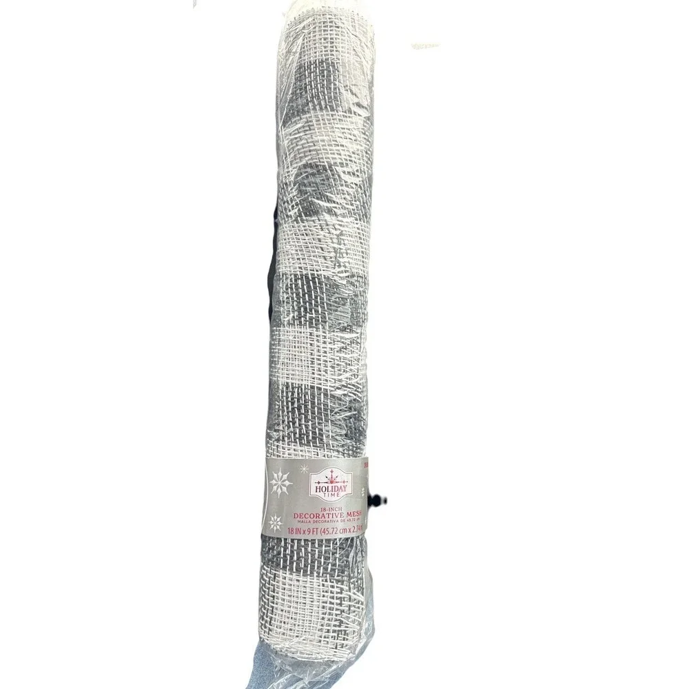 Christmas Polypro BUFFALO CHECK DECO Mesh Ribbon Black And White‎ 18x9''-NEW